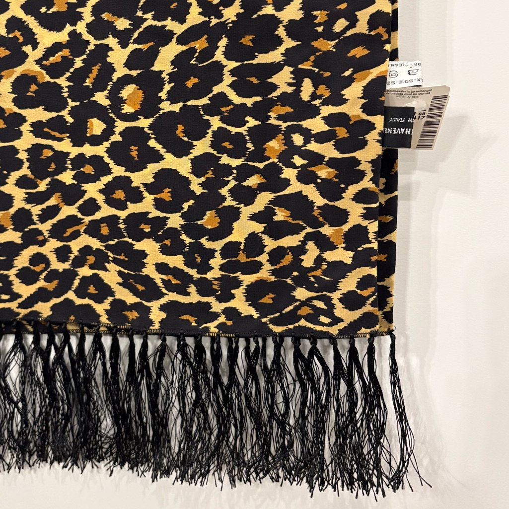 Nwt Saks Fifth Ave 100% Silk Made In Italy Leopard Print Scarf Large 64” X 11,5” — image 4 of 8